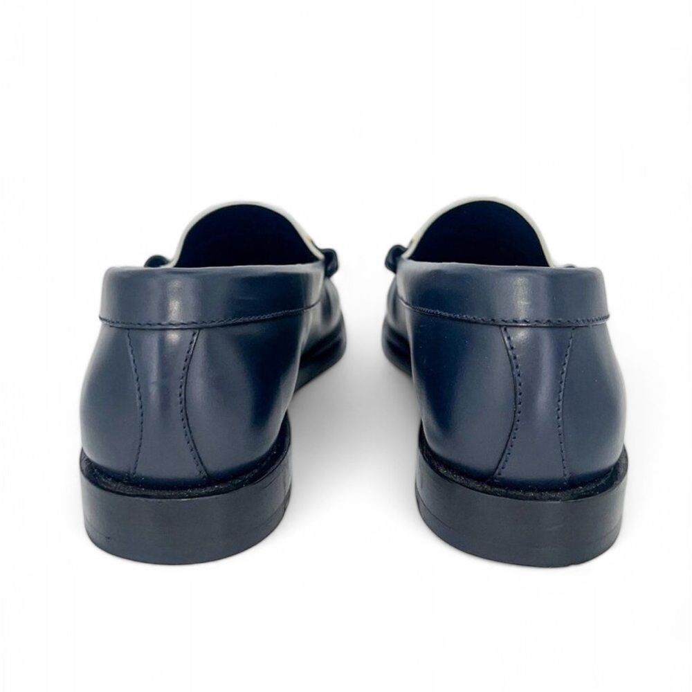 CELINE Women's Luco Triomphe Navy & White Horsebit CC Logo Loafers Size … - Picture 7 of 12